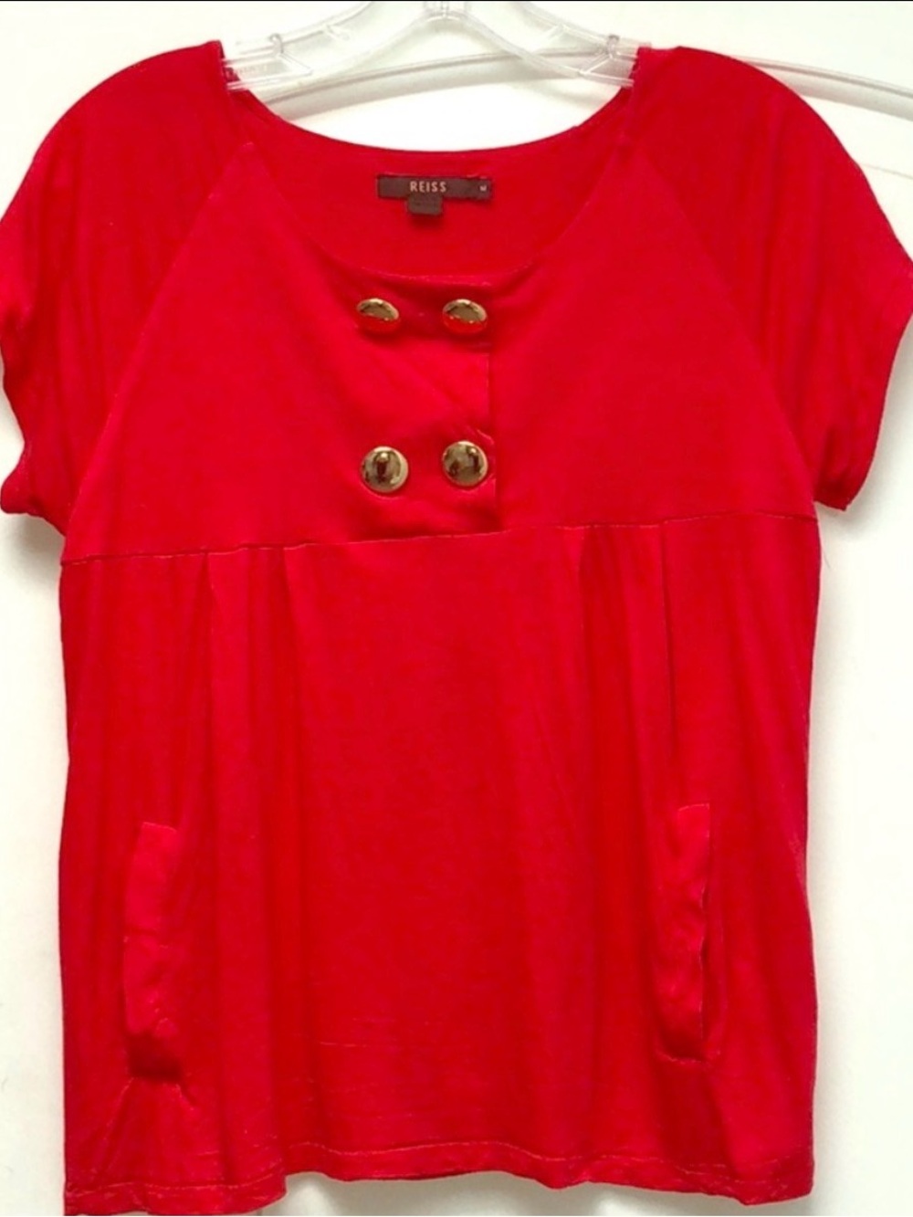 Reiss red 4 button top sz M